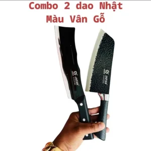 Combo 2 dao thép nhật nhà bếp siêu bén lưỡi vân chống dính